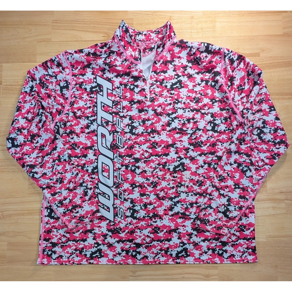 Worth Softball Pink Digital Camo 1/4 Zip Pullover Mens 2XL VFPULW Long Sleeve